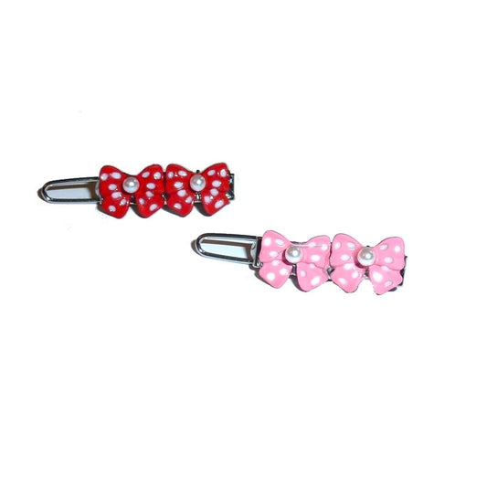 Puppy Dog Bows ~ Tiny polka dots bowknot plastic puppy clips pet hair bow barrettes or bands (fb207S)