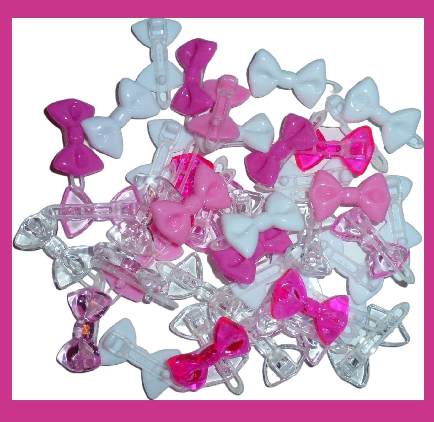 Puppy Bows ~ Dog bow itty bitty plastic pink ball clip set 8 pet bowknot barrette hair clips (fb281)