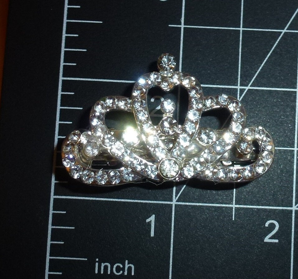 Puppy Bows ~ Rhinestone dog TIARA dog hair barrette clip crystal (rb2)