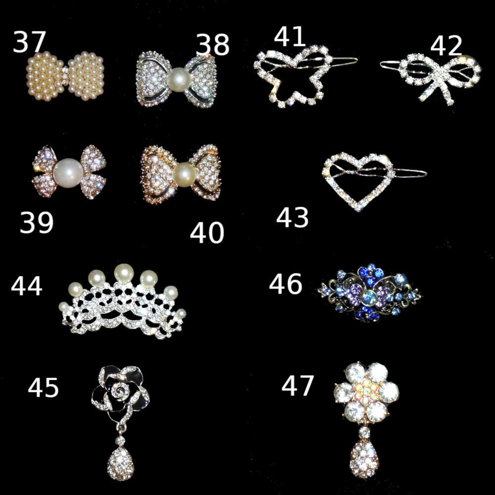 Puppy Bows ~ Rhinestone TIARA multi styles dog hair barrette clip CRYSTAL styles 37-47 ~USA seller