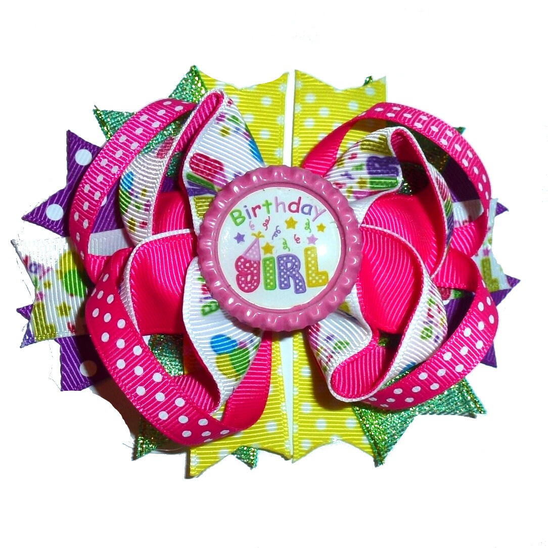 BIRTHDAY GIRL flower polka dots dog collar slide accessory hair bows barrettes or bands (dc24)