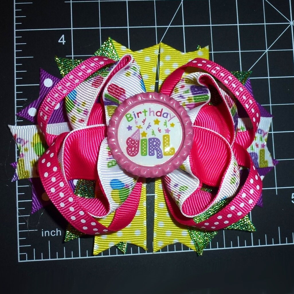 BIRTHDAY GIRL flower polka dots dog collar slide accessory hair bows barrettes or bands (dc24)
