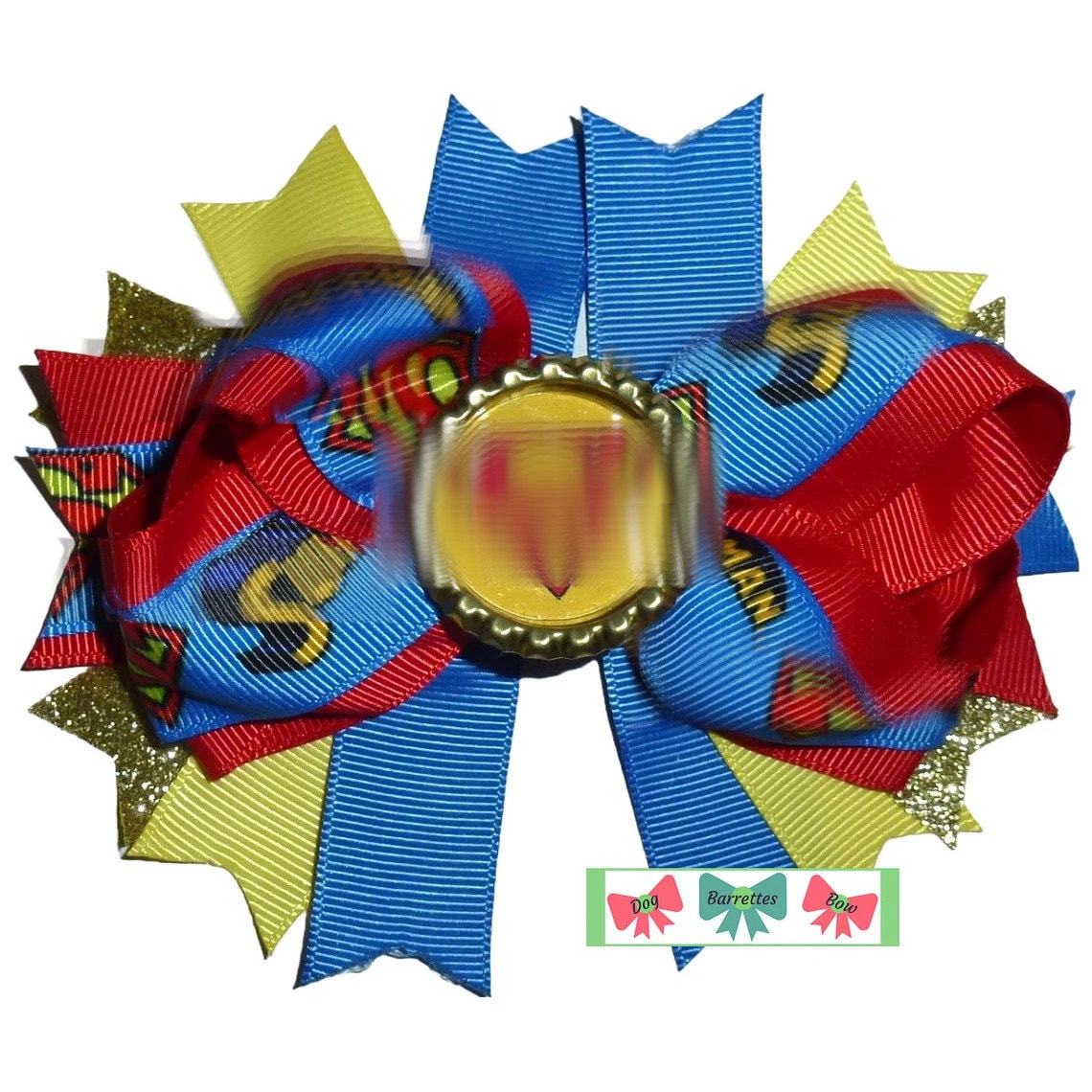 Puppy Bows ~ Super hero bow tie dog man collar slide accessory (DC31)