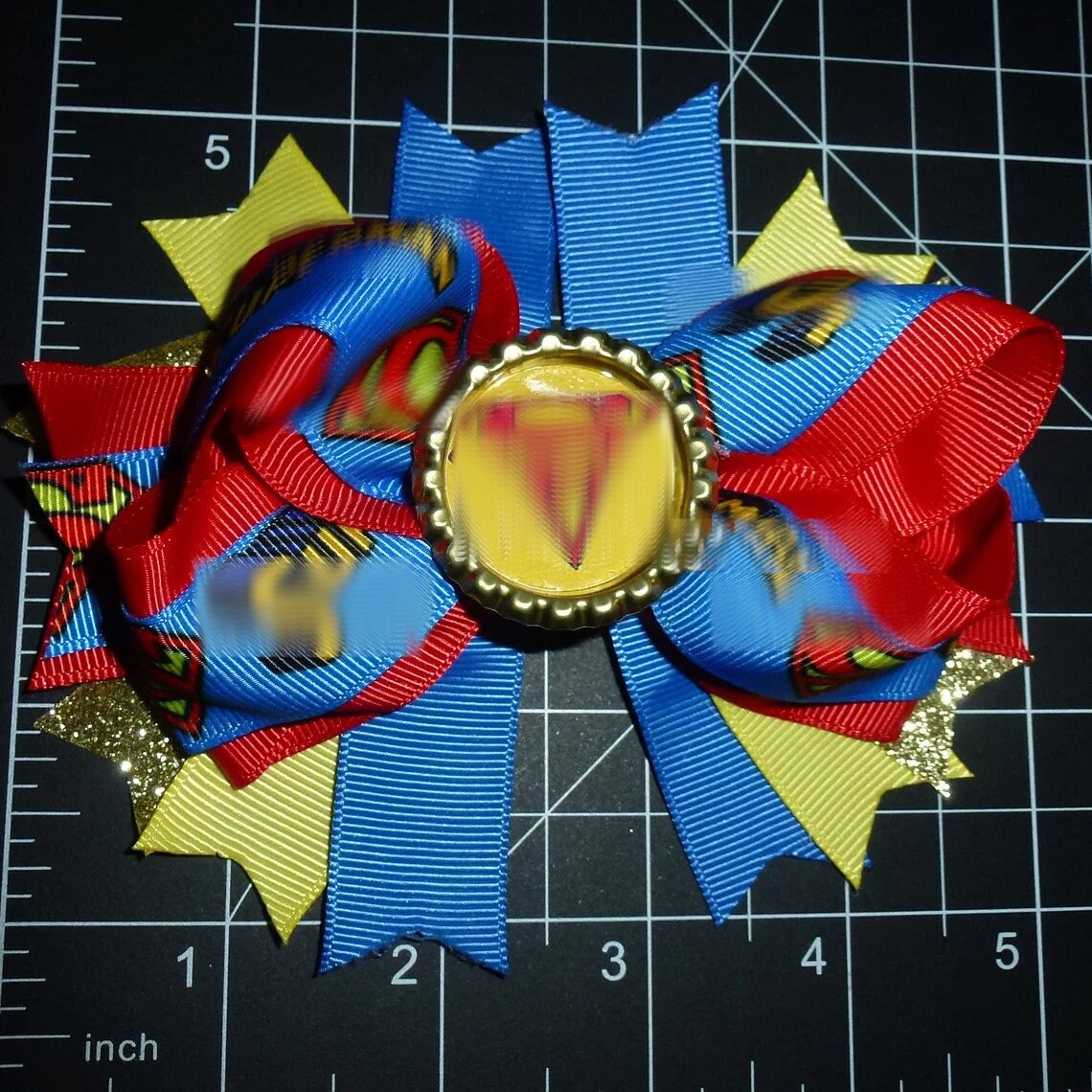 Puppy Bows ~ Super hero bow tie dog man collar slide accessory (DC31)