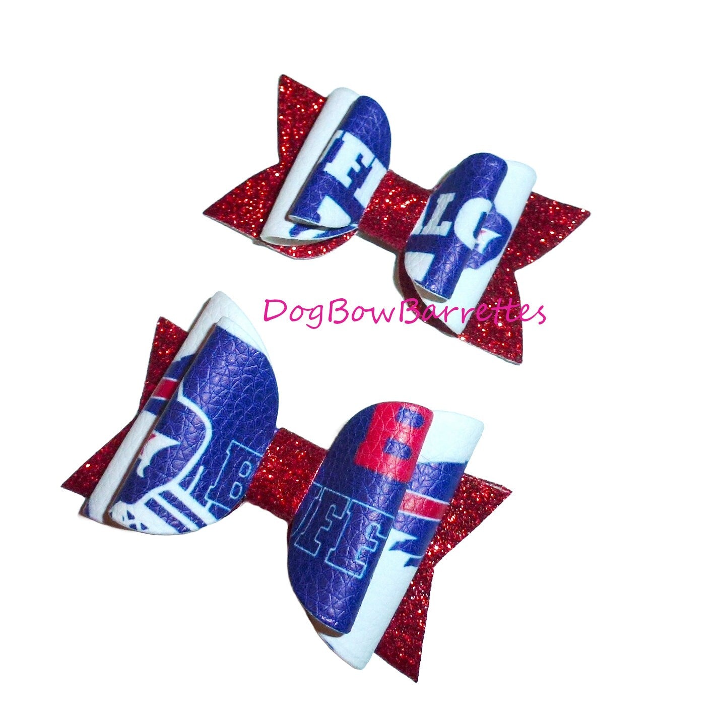 Dog Bow Barrettes Buffalo Bills New York football pet hair grooming bows (glbx)