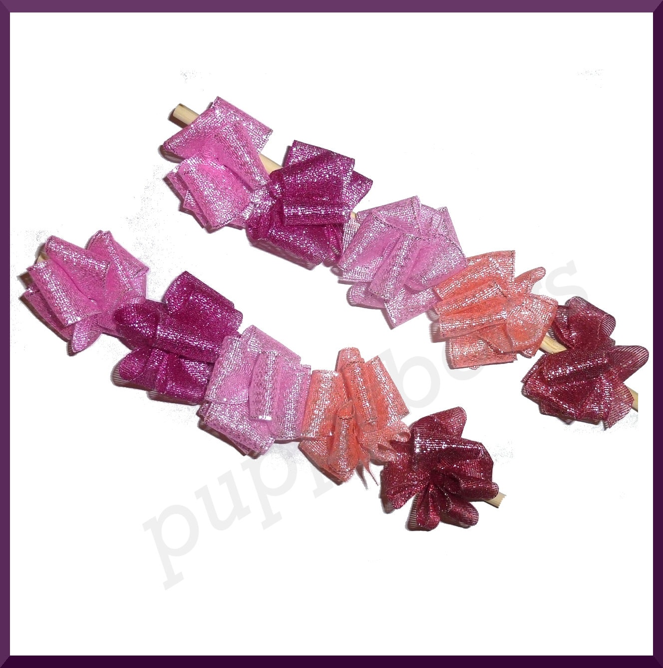 Puppy Bows ~ 5 pair Glitter ALL PINKS! Party puffs dog grooming pet hair bow FREE ship