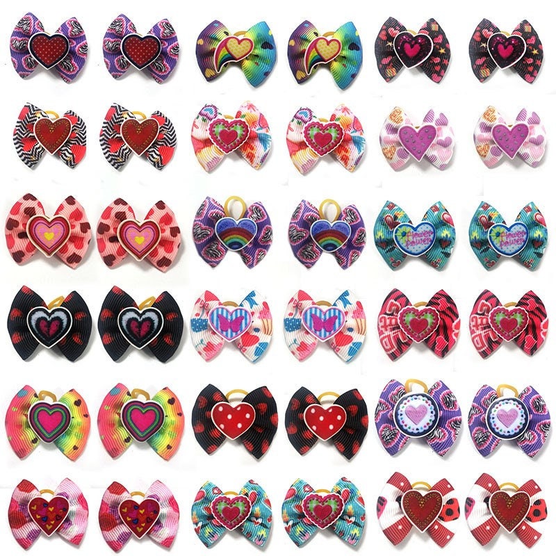 Valentine's day heart jewels everyday dog groomers grooming pet hair bows (fb439)