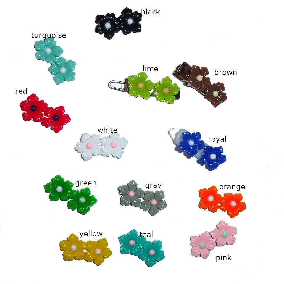Puppy Dog Bows ~ Tiny daisy plastic puppy clips pet hair bow barrettes or bands (fb207)