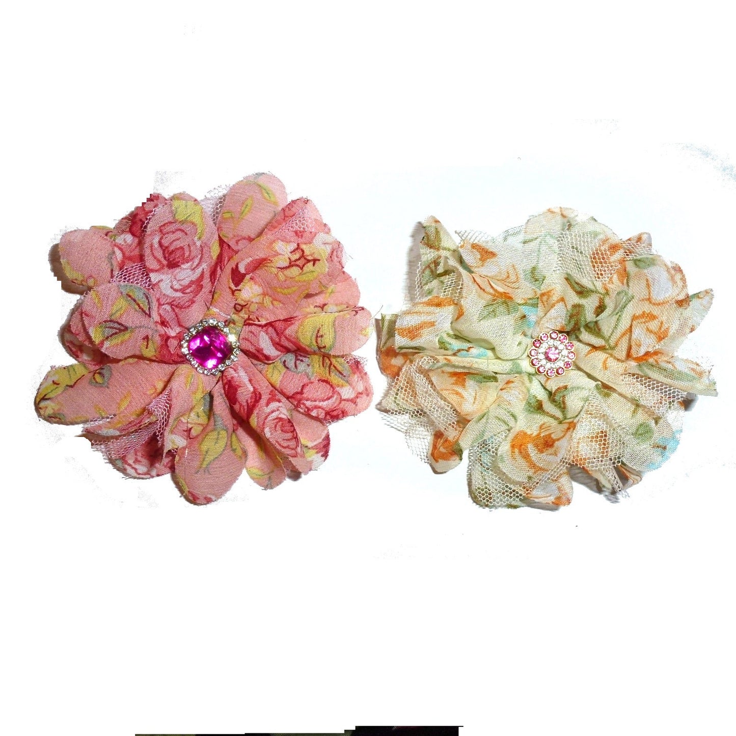 Dog Bow Barrettes Peaches or Cream dog collar slide attachment accessory or pet hair bows (FB358)