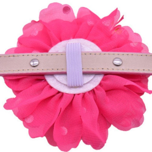Puppy Dog Bows ~ Orange/red rose flower felt pet hair bow collar slide accessory barrette (DC39)