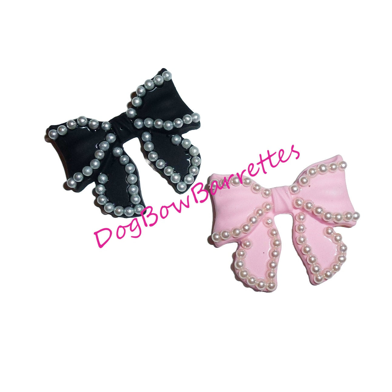 Dog Bows pearl bowknot small 1" pet hair bow barrette clip (FB103D)