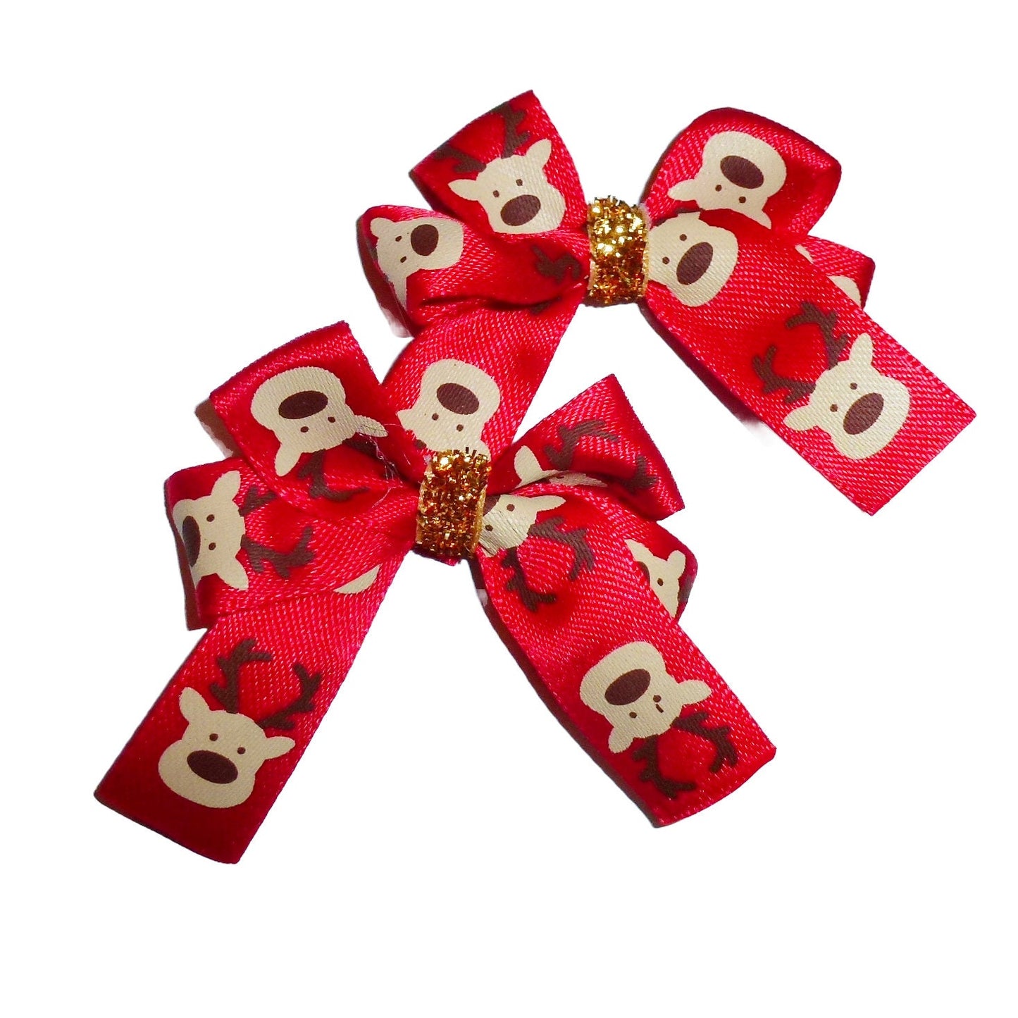 Christmas dog bow reindeer hair ear bows barrettes or bands (FB336H)