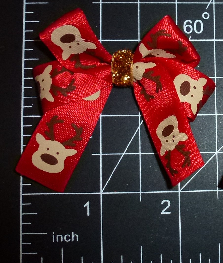 Christmas dog bow reindeer hair ear bows barrettes or bands (FB336H)