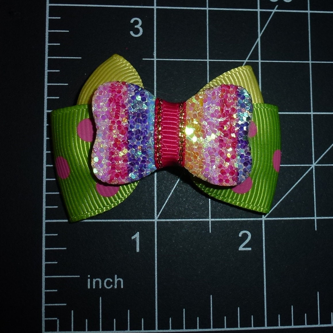 Dog bows Rainbow glitter pet hair bow barrettes or bands (fb100B)