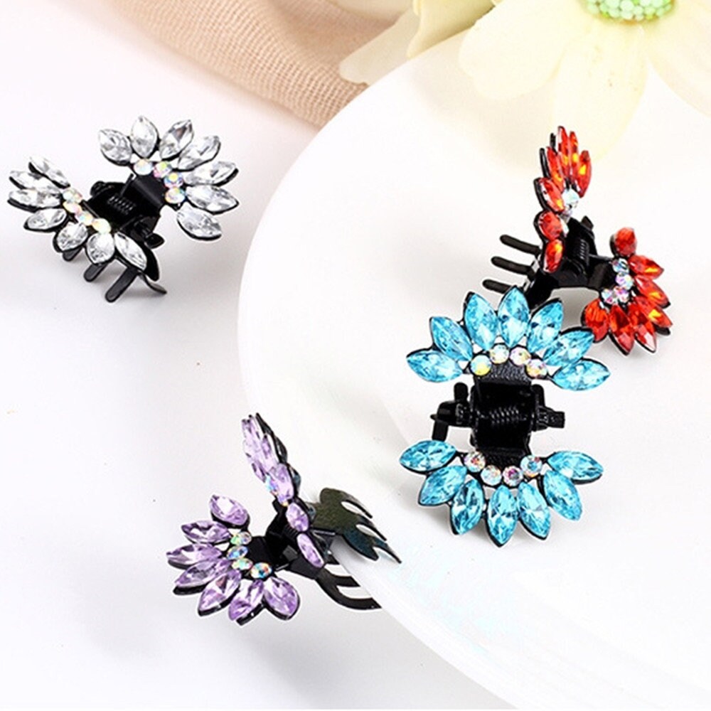 Puppy Bows ~ Feather headdress tiny jaw clips for tiny dog hair bow pet barrette crystals (fb31)
