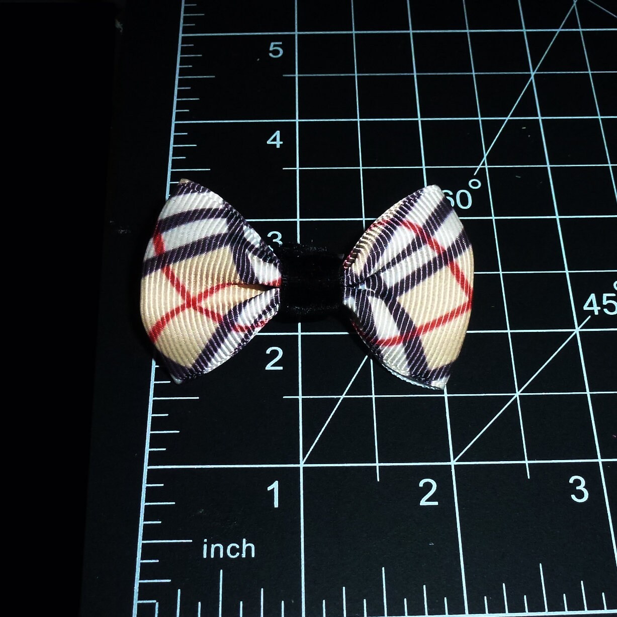 Puppy Dog Bows ~ Black tan white diagonal plaid TWO pet hair bow barrettes or bands (fb45)