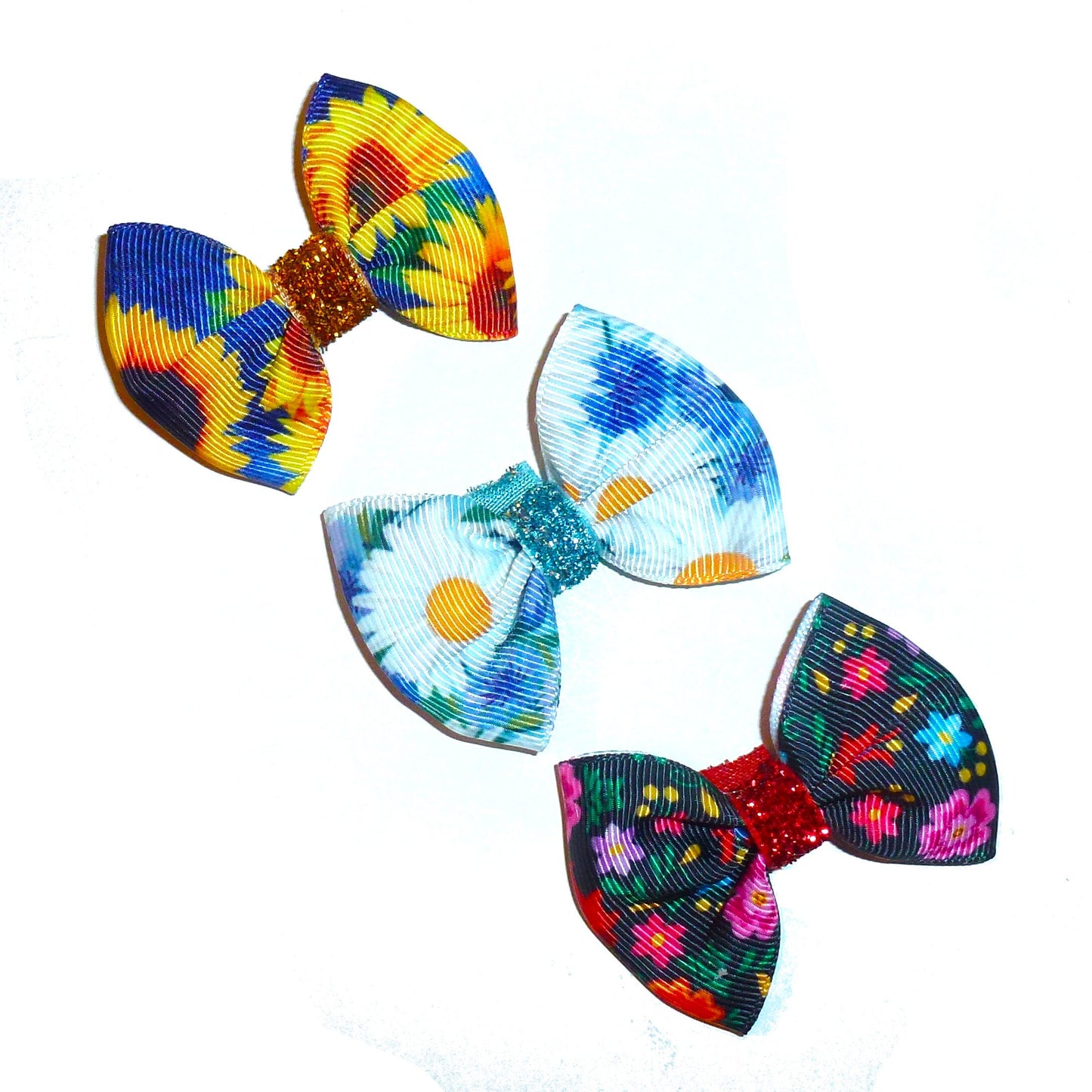 Puppy Bows ~ flower garden listing b dog hair bow latex bands or clips (FB180)