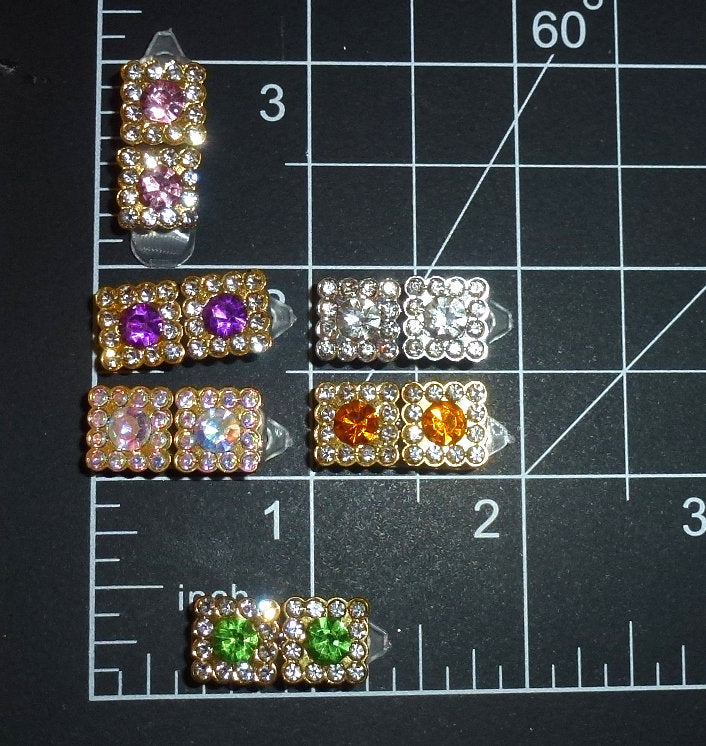 Puppy Bows ~ Wee super tiny rhinestone clips for dogs bow pet barrette (fb362C)