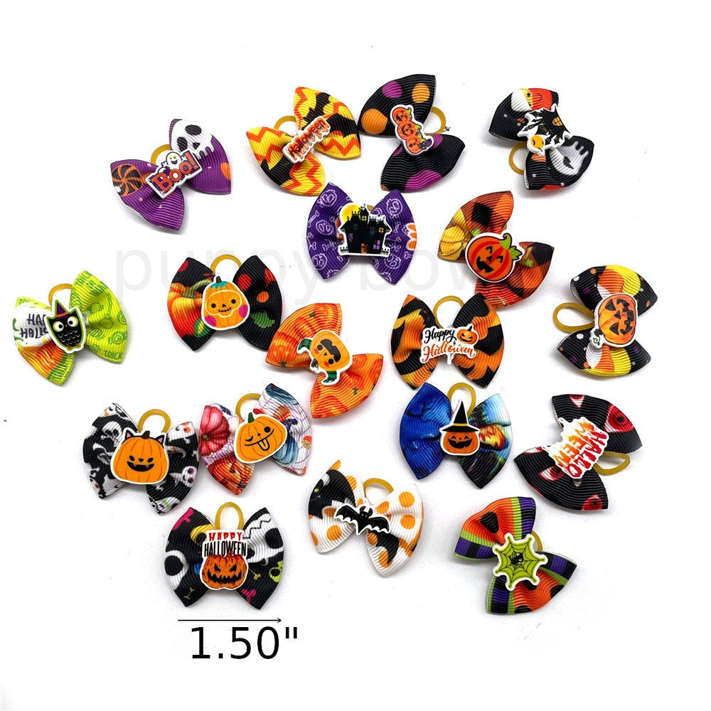 Halloween dog bows ghost pumpkin bat candy corn everyday dog groomers grooming pet hair bows (fb361)