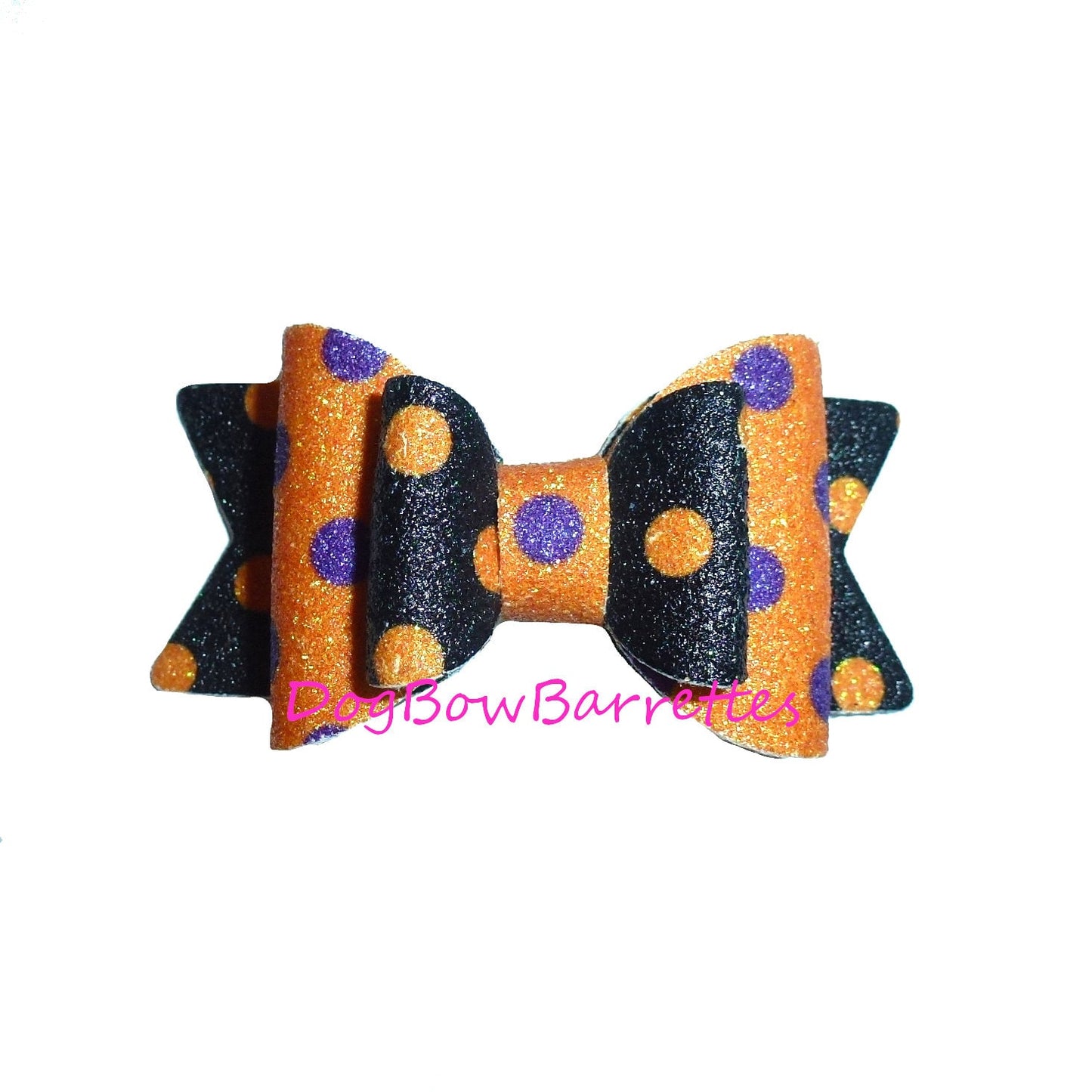 Dog Bows ~ Halloween glitter dots bowknot , barrette bow glitter hair clips for pets (fbgb)