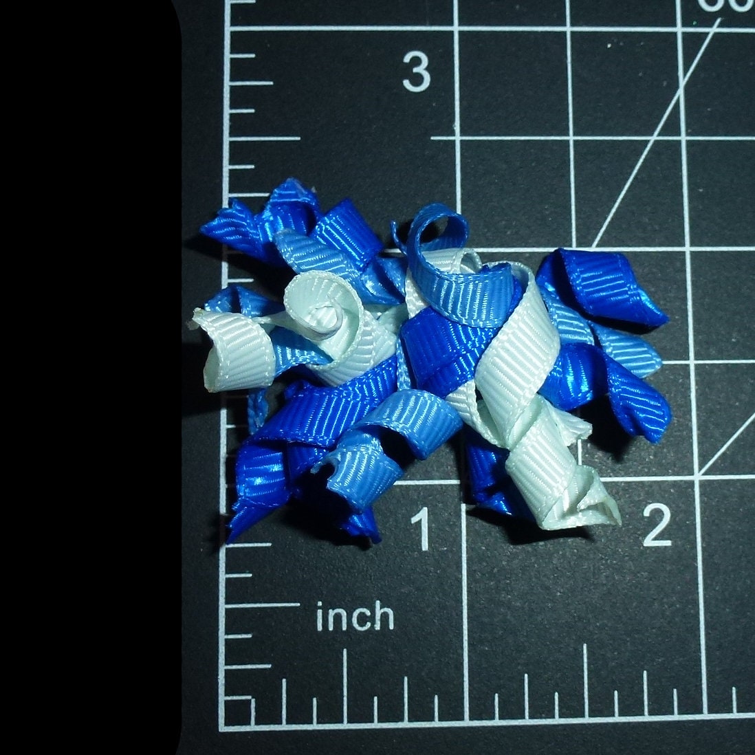 Puppy Bows beautiful blues tiny Korker loop dog bow pet hair clip barrette or latex bands corky curly corker (fb556)