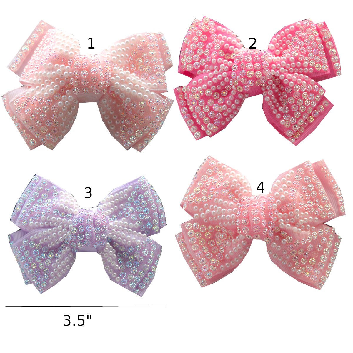 Puppy Bows LARGE BOW glitter gems & pearls hair bow or dog collar slide accessories (DC21)