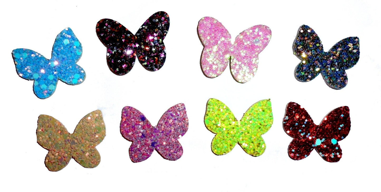CLOSEOUT SPECIAL 2 for 3.00 Glitter butterfly small pet hair bow barrettes or bands (fb249)