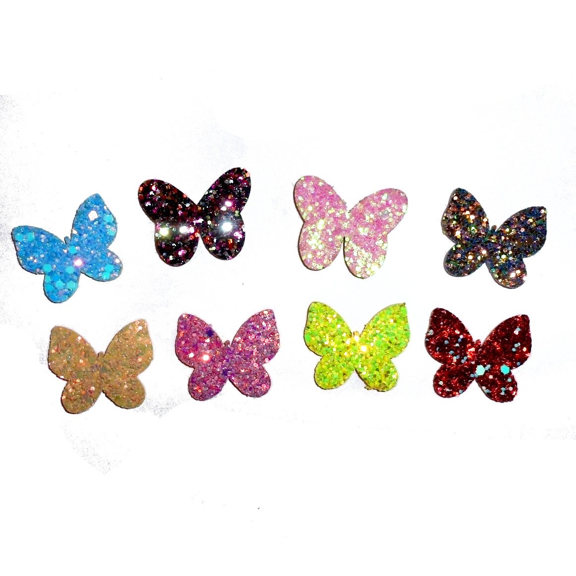 CLOSEOUT SPECIAL 2 for 3.00 Glitter butterfly small pet hair bow barrettes or bands (fb249)