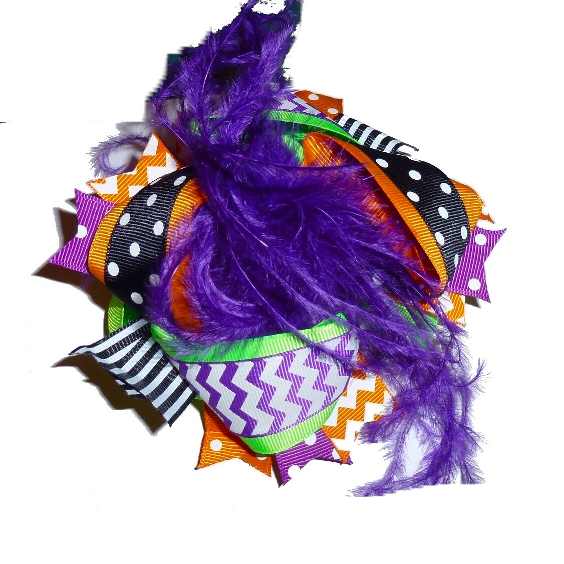 Puppy Bows ~ Dog collar slide bow Halloween explosion feather large accessory (DC27)