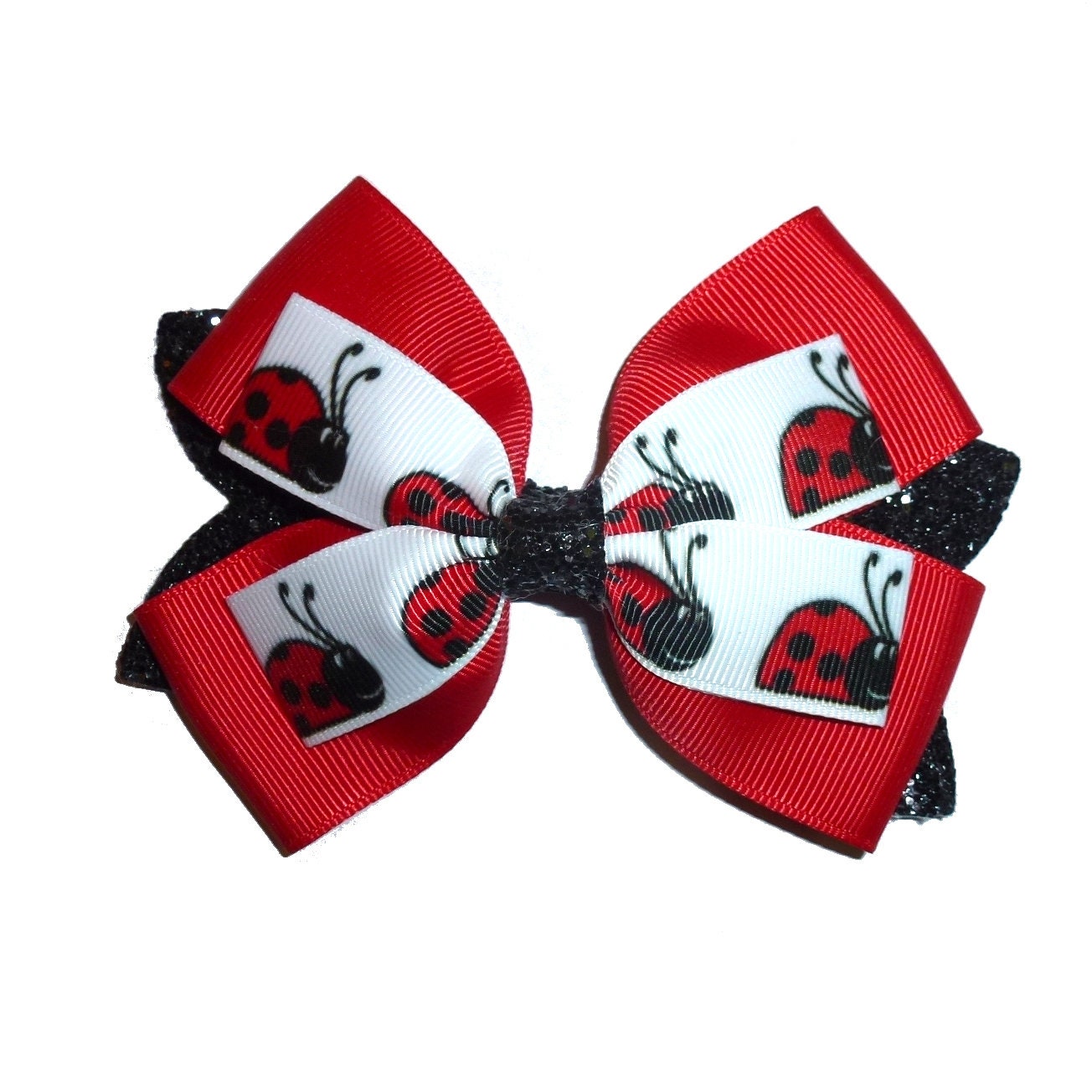 Puppy Bows ~ Lady bug bow tie bowknot collar slide attachment accessory (fb182a)
