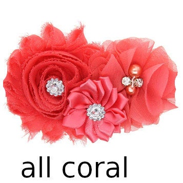 Puppy Bows ~ Dog collar slide bow large dog hair bows dark peach pink light coral lace and rhinestones ~USA seller (dc7)
