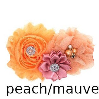Puppy Bows ~ Dog collar slide bow large dog hair bows dark peach pink light coral lace and rhinestones ~USA seller (dc7)