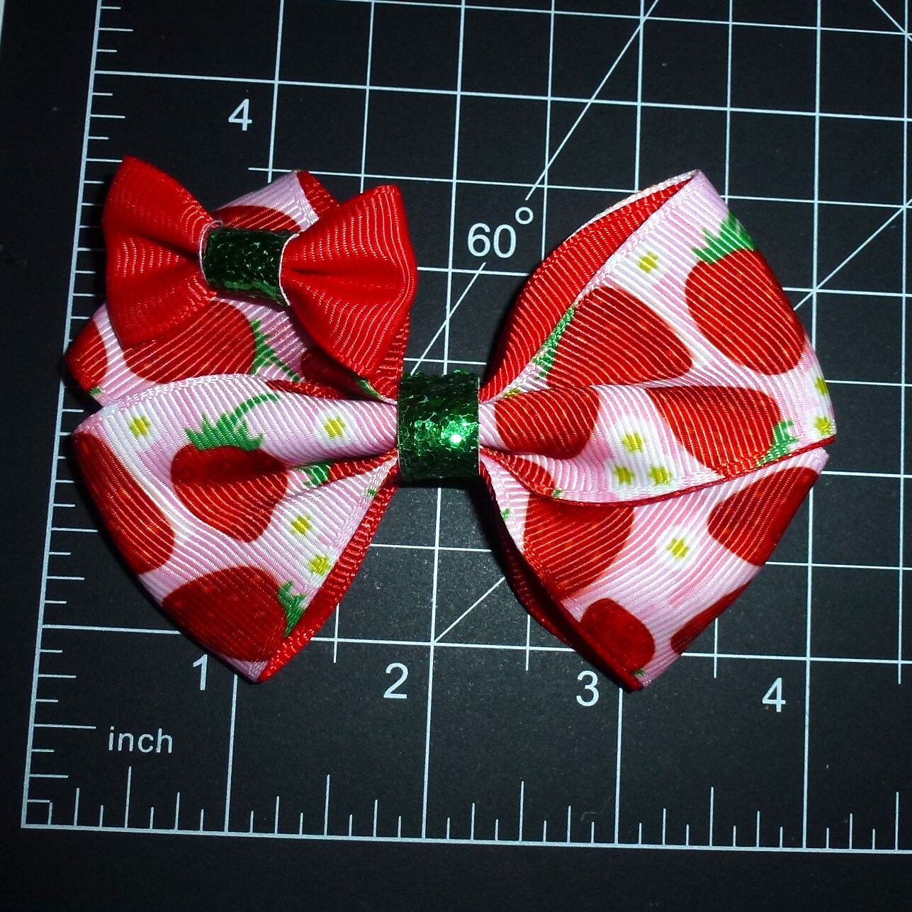 Puppy Bows ~ BIG strawberry 4" dog hair bow or collar slide bands or clip (fb381d)