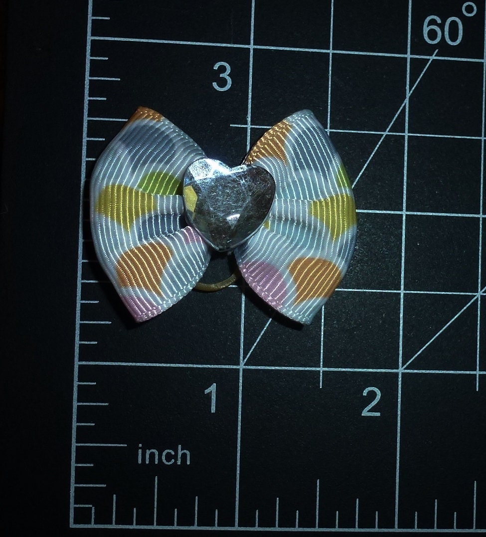 Puppy bows pretty plaids and patterns dog hair bow latex bands or barrette (fb87)