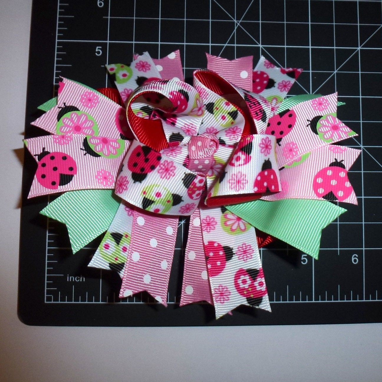 Ladybugs pink red flowers dog collar slide accessory hair bows barrettes or bands (dc24)