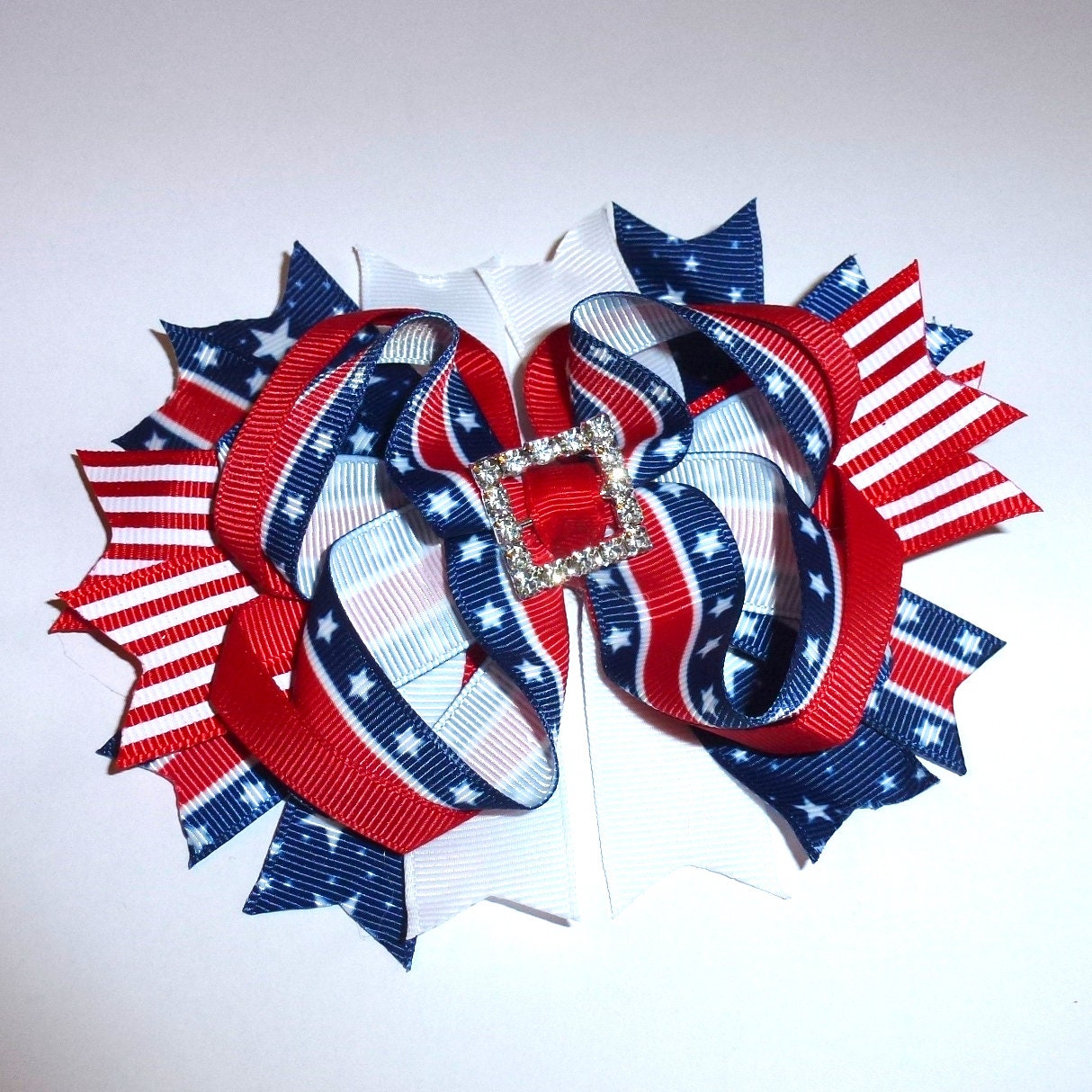 Puppy Bows ~ Stars stripes 4th of July patriotic Independence day red white blue dog collar slide decoration ~USA seller (DC4)