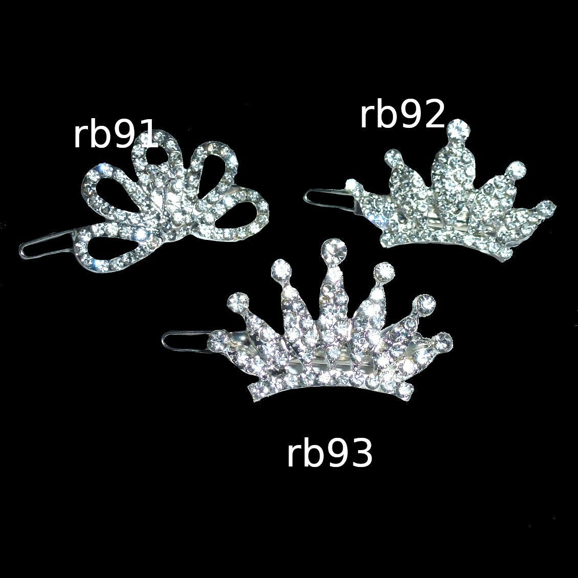 Puppy Bows ~ Small crystal rhinestone crown dog bow pet hair clip topknot barrette RB91-93