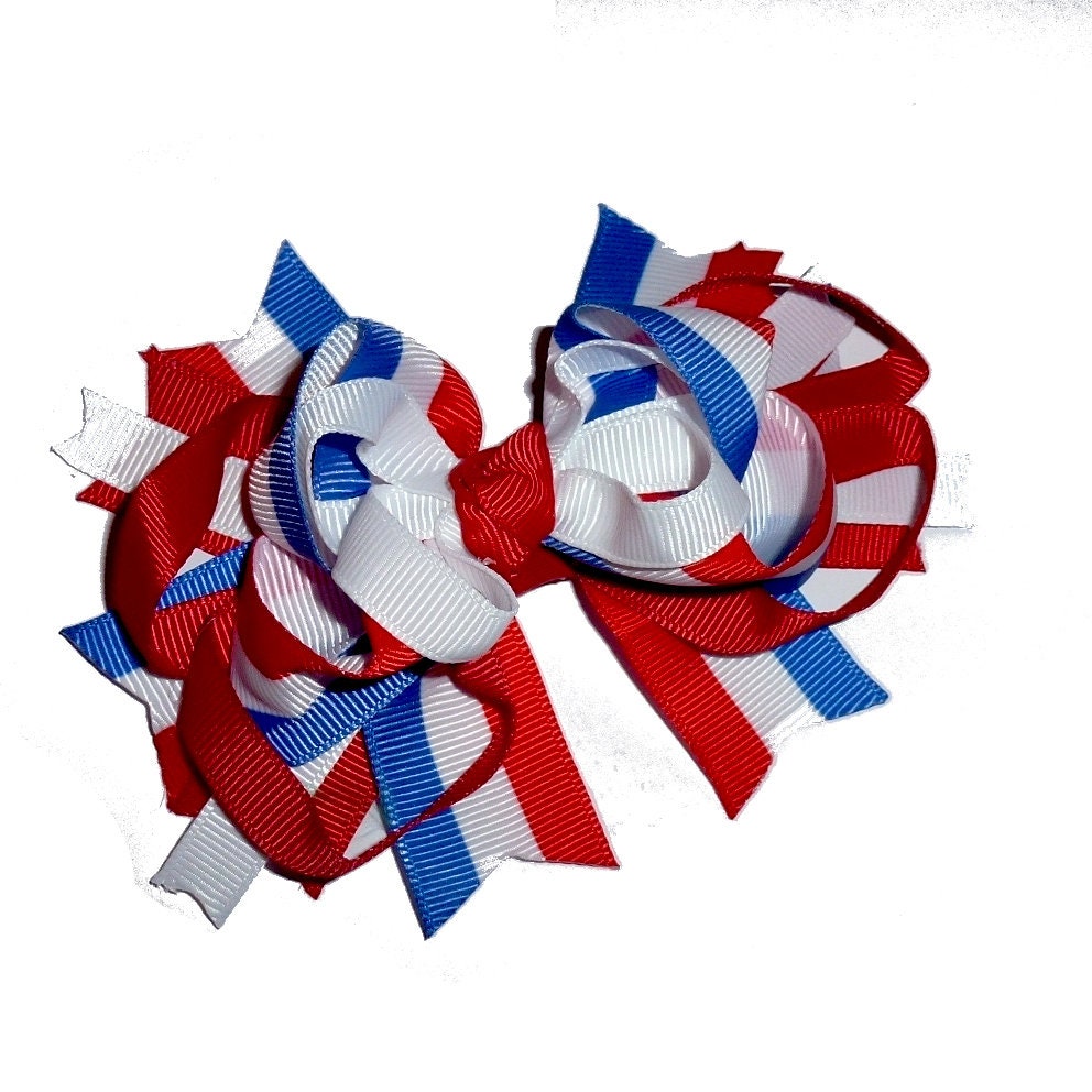 Puppy Bows ~ Memorial day 4th of July patriotic loopy bow tie dog collar slide decoration ~USA seller (DC4)