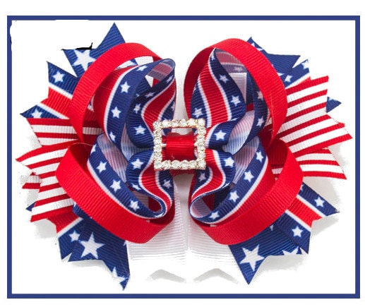Puppy Bows ~ Stars stripes 4th of July patriotic Independence day red white blue dog collar slide decoration ~USA seller (DC4)
