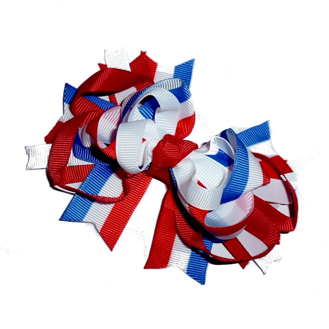 Puppy Bows ~ Memorial day 4th of July patriotic loopy bow tie dog collar slide decoration ~USA seller (DC4)