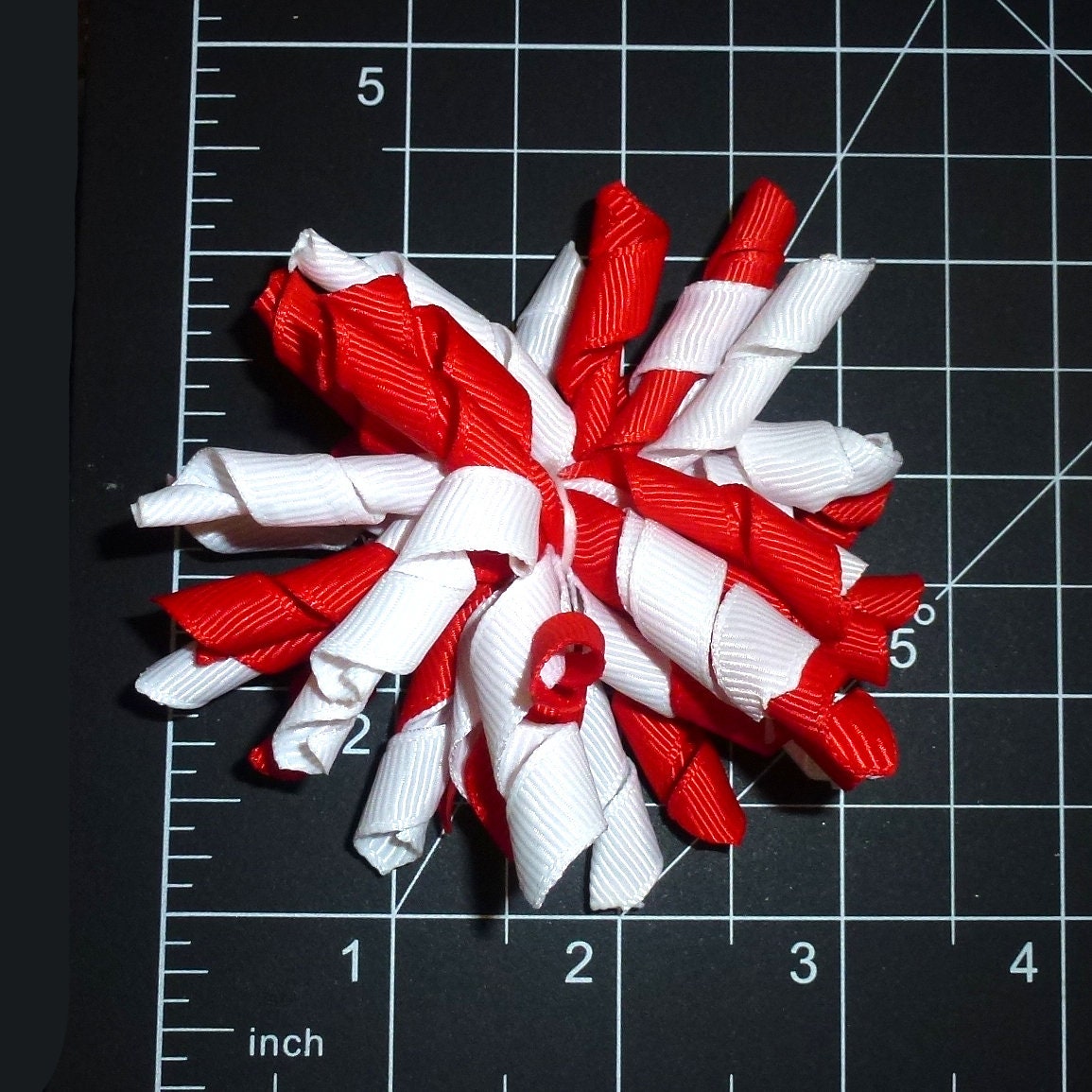 Puppy Bows Red white Korker loop collar slide 3" dog bow 2" pet hair clip barrette or latex bands (fb120)