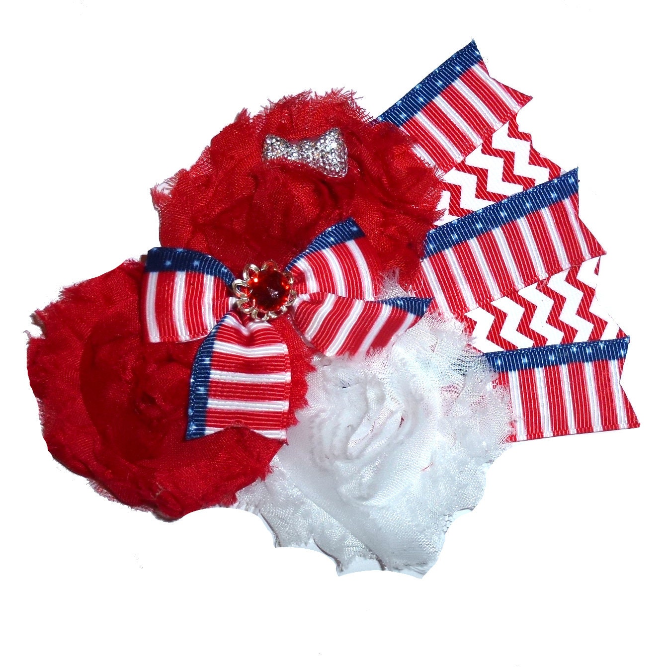 MONTHLY SPECIAL ~ 50% off 4th of July Patriotic fan slide dog flower collar slide accessory (DC35)