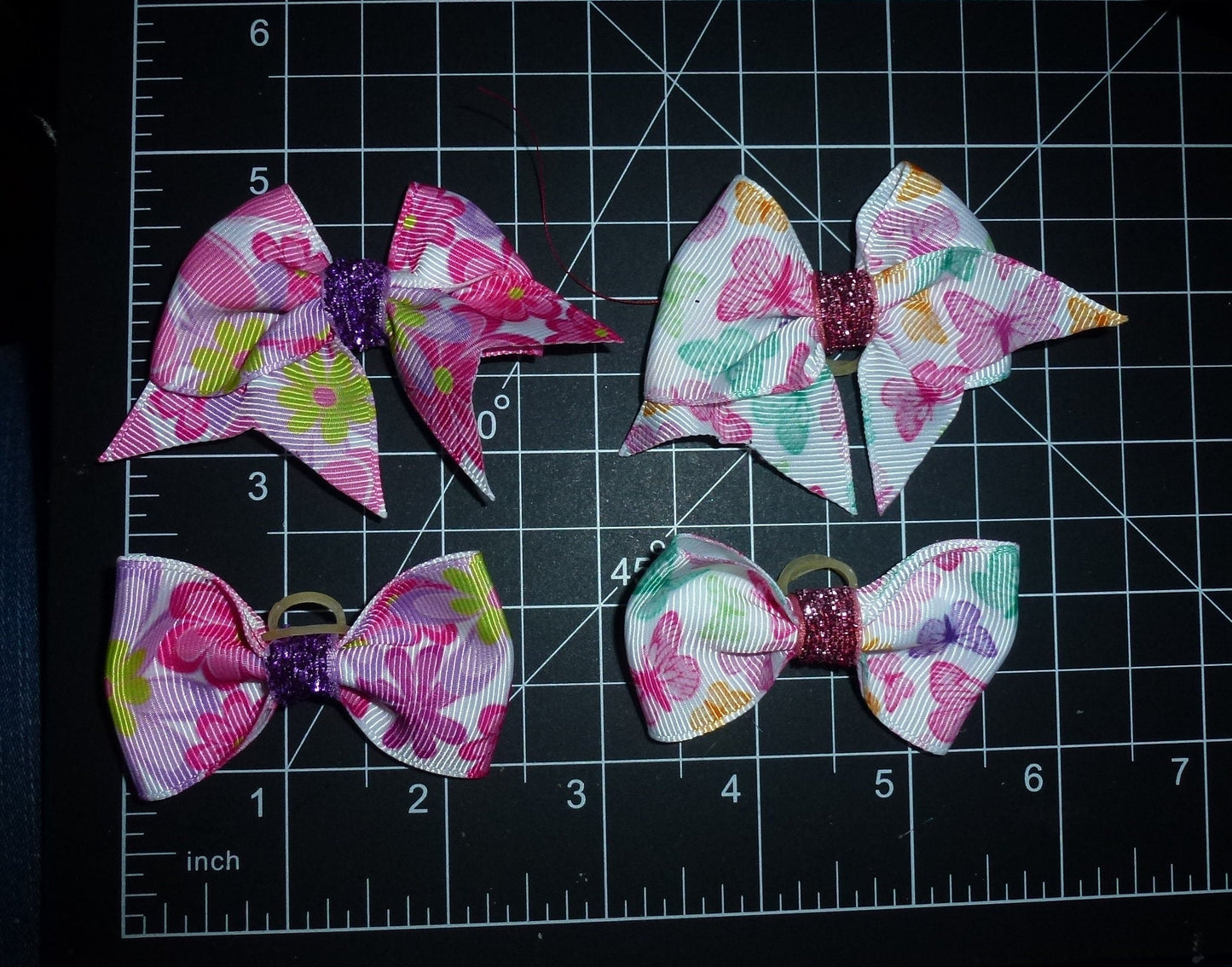 Puppy Bows Spring fling butterfly floral dog hair bowknot bow bands or barrette (fb465)
