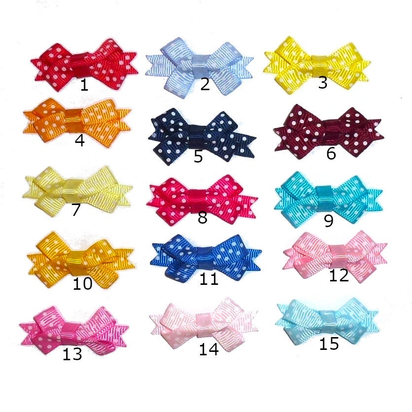 Puppy Bows super tiny 1.5" polka dots hair bowknot bow bands or barrette (fb57)