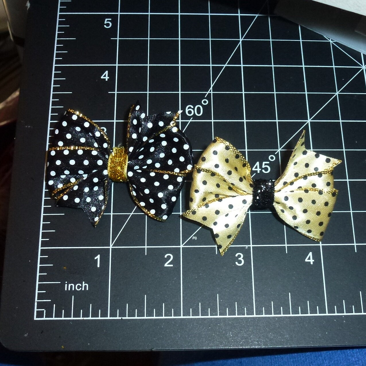 Puppy Bows ~ Black/white or Gold/black windmill bow hair barrette or bands (FB443E)