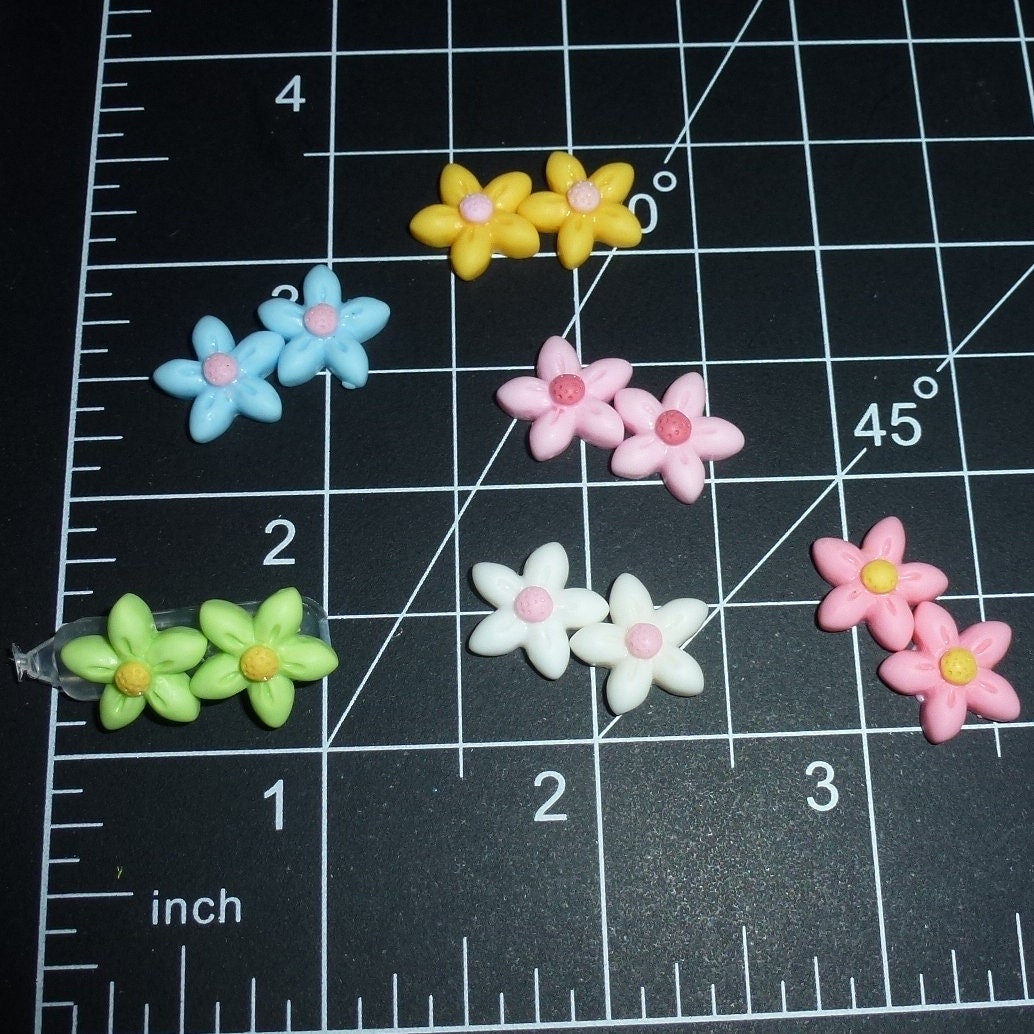 Puppy Dog Bows ~ Tiny star flower plastic puppy clips pet hair bow barrettes (fb207Q)