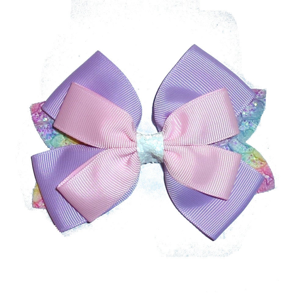 Puppy Bows ~ Pink/purple bowknot collar slide attachment accessory (fb150e)