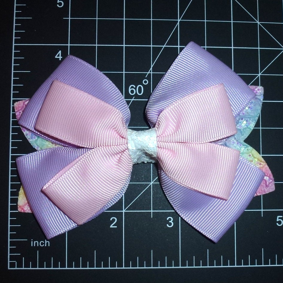 Puppy Bows ~ Pink/purple bowknot collar slide attachment accessory (fb150e)