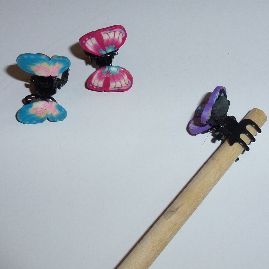 FINAL CLOSEOUT 3 for 3.00 random color Dog hair clip tiny butterfly jaw clip pet hair barrette bow (fb3)