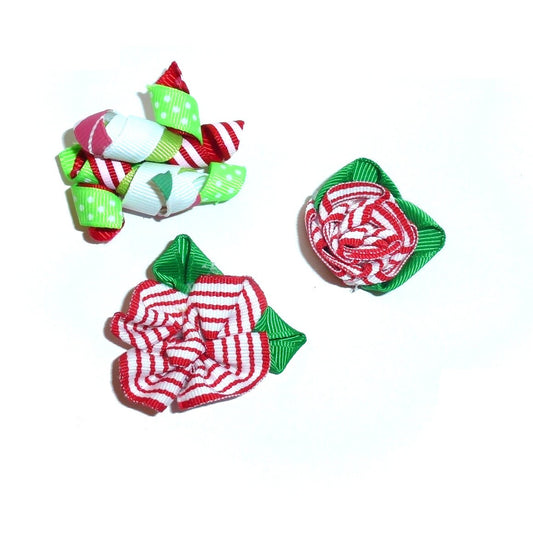 Christmas flower korker pet hair dog  bow barrettes or bands (FB481)